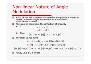 Non-linear Nature of Angle
Modulation
 