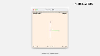 SIMULATION
Geometry view of dipole antenna
Axis : 0.5 mtr
 
