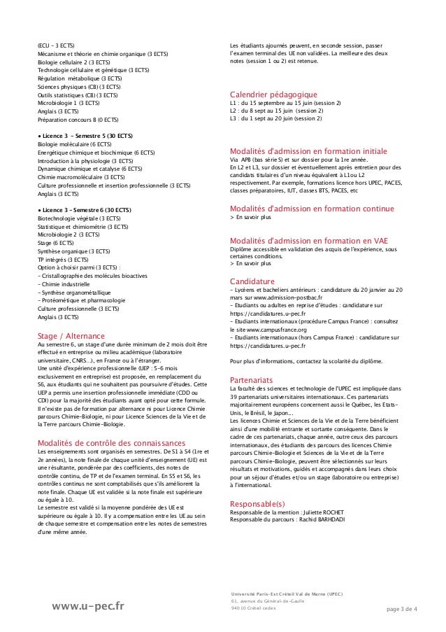 Licence Sciences De La Vie Et De La Terre Parcours Chimie Biologie