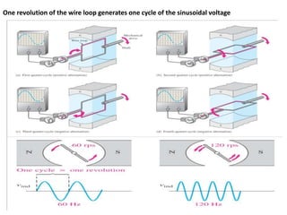 One revolution of the wire loop generates one cycle of the sinusoidal voltage
 