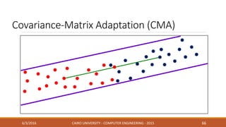 Covariance-Matrix Adaptation (CMA)
6/3/2016 CAIRO UNIVERSITY - COMPUTER ENGINEERING - 2015 66
 