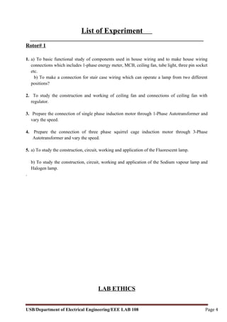 Electrical and Electronics lab manual | PDF
