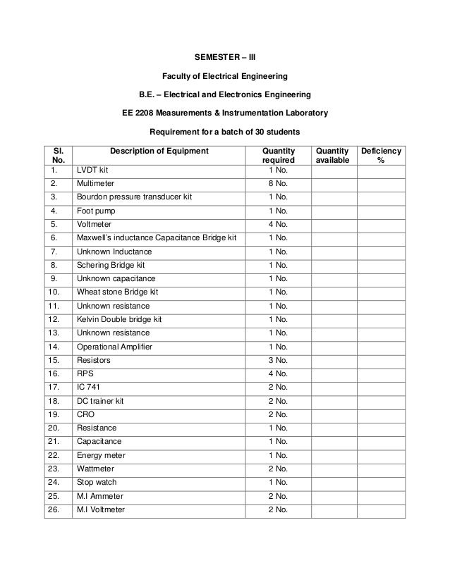 Eee lab requirements