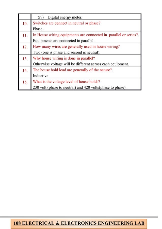 electrical and electronics lab viva questions