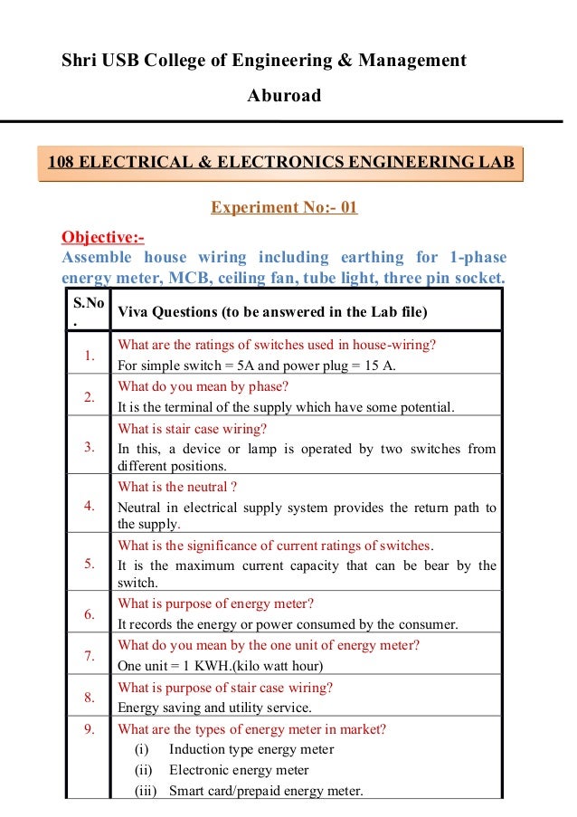 electrical and electronics lab viva questions