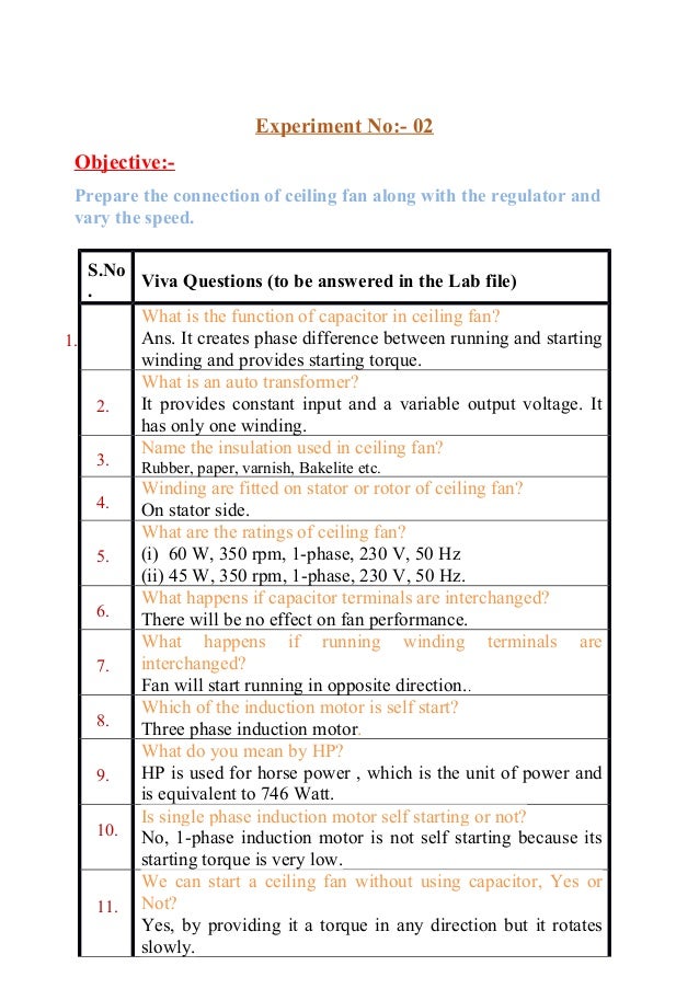 electrical and electronics lab viva questions