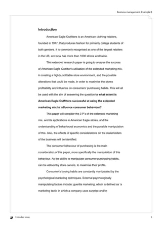 Extended Essay sample B showing BM Concepts | PDF