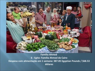 Família Ahmed  6 - Egito: Família Ahmed do Cairo Despesa com alimentação em 1 semana: 387.85 Egyptian Pounds / $68.53 dólares 