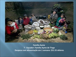 Família Ayme  7 - Equador: Família Ayme de Tingo Despesa com alimentação em 1 semana: $31.55 dólares 