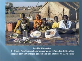 Família Aboubakar  9 - Chade: Família Aboubakar do campo de refugiados de Breidjing Despesa com alimentação por semana: 685 Francos / $1.23 dólares 