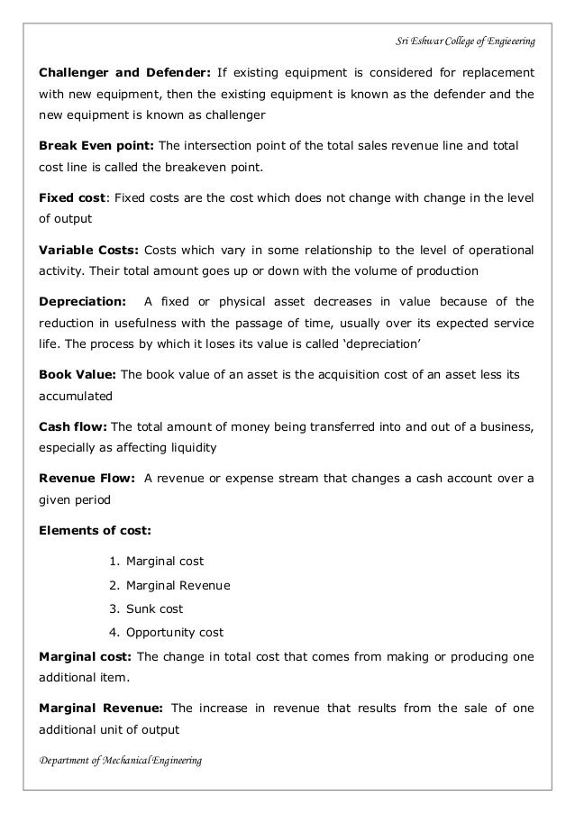 Engineering Economics and cost Analysis concepts