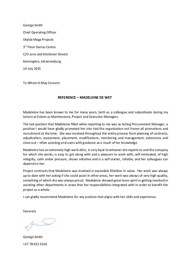 reference letter george smith recommendation letter on linkedin
