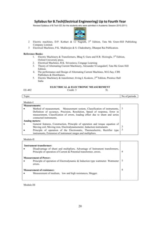 BTech in Electrical Engineering Syllabus WBUT | PDF