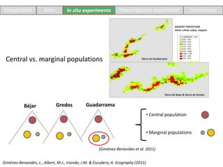 • Central population
• Marginal populations
Central vs. marginal populations
(Giménez-Benavides et al. 2011)
Giménez-Benav...