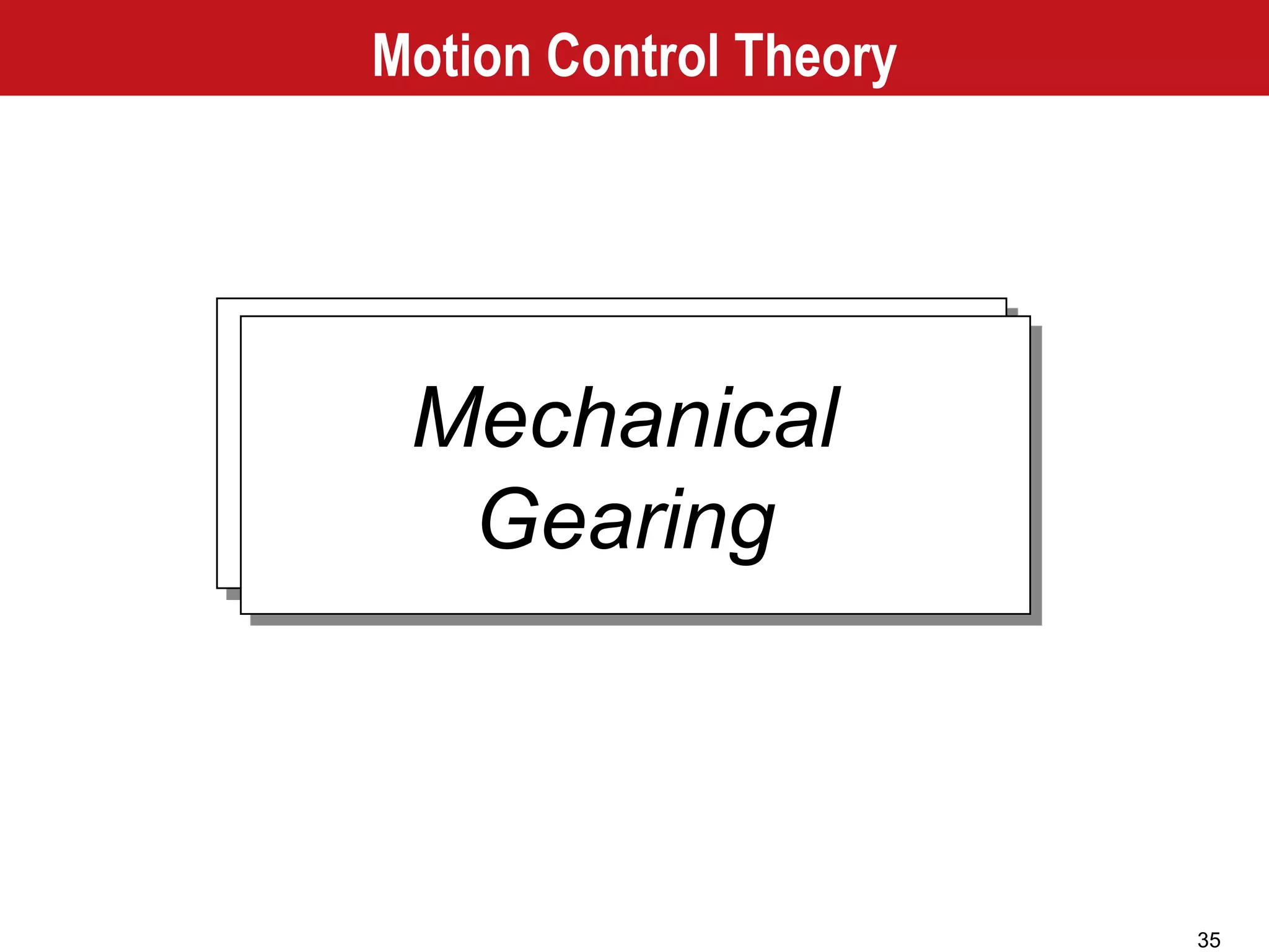 35
Mechanical
Gearing
Motion Control Theory
 
