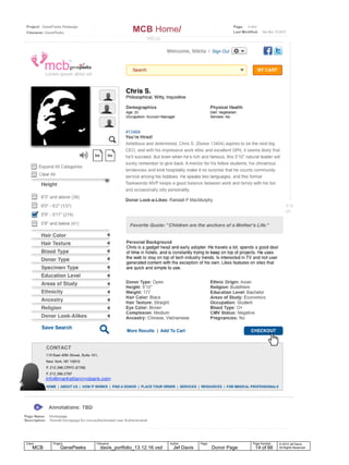 © 2014 Jef Davis,
All Rights Reserved.
Author
Jef Davis
Filename
davis_portfolio_13.12.16.vsd
Page Number
14 of 66
Client
MCB
Project
GenePeeks
Page
Donor Page
 