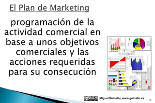 programación de la
actividad comercial en
base a unos objetivos
   comerciales y las
 acciones requeridas
 para su consecución

                     Miguel Guinalíu, www.guinaliu.es
                                                        16
 