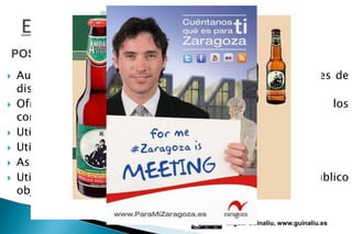 POSIBLES ESTRATEGIAS DE PROMOCIÓN
   Aumentar los incentivos publicitarios en nuestros canales de
    distribución (PLV)
   Ofrecer incentivos en la propia mercancía para los
    consumidores
   Utilizar folletos especiales para la promoción
   Utilizar un envase más atractivo para la promoción
   Asistir a ferias y exposiciones
   Utilizar diferentes canales de comunicación según el público
    objetivo

                                         Miguel Guinalíu, www.guinaliu.es
 