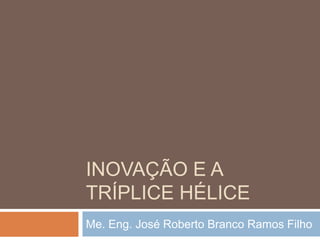 INOVAÇÃO E A
TRÍPLICE HÉLICE
Me. Eng. José Roberto Branco Ramos Filho
 