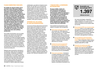 54 • Retail • Transformación Digital
las nuevas tecnologías y desarrollos
(cajas, probadores, etc.) y que los técnicos
realicen pruebas en un entorno que se
acerca al ecosistema de las tiendas reales
(La Coruña).
 Red privada de WiFi que comunica todas
las tiendas entre sí y con la sede central,
para gestionar la transmisión de datos que
requiere la operativa de la compañía. La
red cuenta con 20.000 antenas, integradas
de forma discreta en los circuitos de
iluminación, para garantizar la cobertura.
 Uso de algoritmos para automatizar
los sistemas logísticos y optimizar los
envíos. Para su desarrollo, Inditex empezó
a trabajar con el Instituto Tecnológico de
Massachusetts (MIT) en 2008.
 Desarrollo de experiencias piloto
de probadores multimedia en algunas
tiendas, con la idea de extenderlos a
todas en caso de que las pruebas resulten
satisfactorias. El objetivo es reducir las
colas que se forman ante los probadores,
reducir los hurtos y en general agilizar el
proceso.
Y MUCHO MÁS. LA INVERSIÓN
EN TECNOLOGÍA
El grupo Inditex, dentro de
las inversiones centradas en
el crecimiento y la expansión
internacional, dedica un apartado a
su actualización y modernización.
En concreto, en 2014 invirtió
1.397 millones de euros para la
transformación tecnológica de
procesos, la modernización de la
superficie comercial y la adaptación
de las plataformas logísticas a los
nuevos retos de la demanda.
Como ejemplo de actuaciones en este
capítulo, se pueden citar las siguientes:
 Data Center inaugurado en 2014, tras
una inversión de 1.000 millones de
euros, que cuenta con 4.000 servidores,
100 kilómetros de cable y 13.000
kilómetros de fibra. Incluye una sala de
operaciones donde se monitoriza todo
la infraestructura tecnológica que facilita
la comunicación entre tiendas, sistema
logístico y plataformas de comercio
electrónico (La Coruña).
 Instalaciones para la preparación
de nuevas líneas de distribución
de Zara Home, que incluyen un silo
completamente automatizado que hace
posible una mayor eficiencia en la gestión
de los tiempos de envío (Guadalajara).
 Show-room tecnológico. Se trata de
un espacio dedicado a la tecnología y
la innovación en distribución y en el que
se prueban los sistemas en proceso
de implantación en la red de tiendas,
así como otros en fase de desarrollo o
prueba. Este espacio permite que los
equipos comerciales se familiaricen con
al fabricante y que esté en la tienda en poco
tiempo. Por otro lado, con una frecuencia
diaria se analizan las cifras de ventas, que
también están en la nube, mostrando a los
diseñadores lo que se está vendiendo y lo
que no, proporcionándoles una información
complementaria que les permite afinar
todavía más en lo que tienen que diseñar. Un
punto importante en este apartado es el de
garantizar en la nube los niveles de seguridad
y privacidad que necesita una información tan
sensible y crítica para la empresa.
INTERNET DE LAS COSAS:
EL USO DE ETIQUETAS RFID
Una de las primeras aplicaciones del Internet
de las Cosas que ha puesto en marcha el
grupo Inditex es la que tiene que ver con
el uso de etiquetas RFID. Estas etiquetas,
gracias al microchip que incorporan,
almacenan información sobre el artículo
al que se encuentran adheridas y, al ser
activadas, emiten datos a través de señales
inalámbricas que pueden ser recogidos por
un escáner. Para Inditex, la implantación
de las etiquetas en las tiendas supone que
cada prenda tiene una identidad propia
y garantiza una trazabilidad de la misma
desde el almacén donde se guardan hasta
su salida de la tienda como venta. Además,
mejoran la eficiencia de las operaciones y
del control del inventario, que es mucho más
rápido e, incluso, puede obtenerse en tiempo
real. Inditex es el retailer que ha logrado la
aplicación masiva más exitosa de etiquetas
RFID en su negocio, habiendo adquirido, por
ejemplo, 500 millones de etiquetas en 2014.
CLOUD COMPUTING Y BIG DATA
El modelo de negocio básico de la
principal marca del grupo Inditex,
Zara, es el denominado fast-fashion,
que tiene como propósito innovar
de forma continua en los diseños y
adaptar en tiempo real las colecciones
de ropa a las demandas y gustos de
los usuarios. Desde que Zara detecta
una necesidad y diseña y confecciona
la correspondiente prenda hasta
que llega a las tiendas transcurre un
intervalo de tiempo (time to market)
mínimo y mucho menor que el de
sus principales competidores, lo
que a su vez permite lanzar muchas
más referencias al año. Esto supone
un cambio de concepto: ya no hay
colecciones sino una continua
producción.
Ese modelo de fast-fashion solo es posible
gracias al uso intensivo de herramientas
de cloud computing y de big data. La
combinación de ambas tecnologías posibilita
una gran fluidez en el conocimiento rápido de
lo que quiere el cliente, así como diseñarlo y
ponerlo a su disposición en un tiempo récord,
monitorizando todo el sistema tecnológico
en tiendas, logística y comercio electrónico,
lo que hace que se conozcan en tiempo real
las tendencias, la situación de los pedidos, el
volumen de ventas, etc.
Mediante esas herramientas, apoyadas en
los sistemas y redes internos, los gerentes
de las tiendas, vendedores y empleados,
que interactúan con los clientes y conocen
sus preferencias y sus gustos, elaboran una
encuesta continua y de primera mano sobre
lo que está de moda. Esta información se
sube a la nube en tiempo real, de forma
que los especialistas en sus talleres lo
convierten en diseños reales para enviarlos
Inversión en
tecnología 2014
1.397millones de euros
 