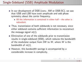 Ssb Bandwidth EEM 308 Lecture telecommunications introduction | PDF