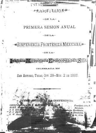 El Evangelista Mexicano - Actas de Conferencia Anual Fronteriza Siglo XIX