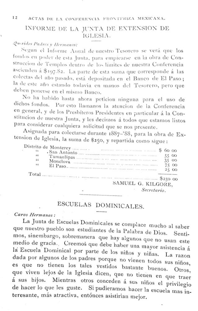 El Evangelista Mexicano Actas de Conferencia Anual Fronteriza Siglo…