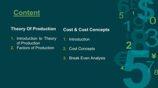 Theory of Production and Costs & Cost Concepts | PPTX
