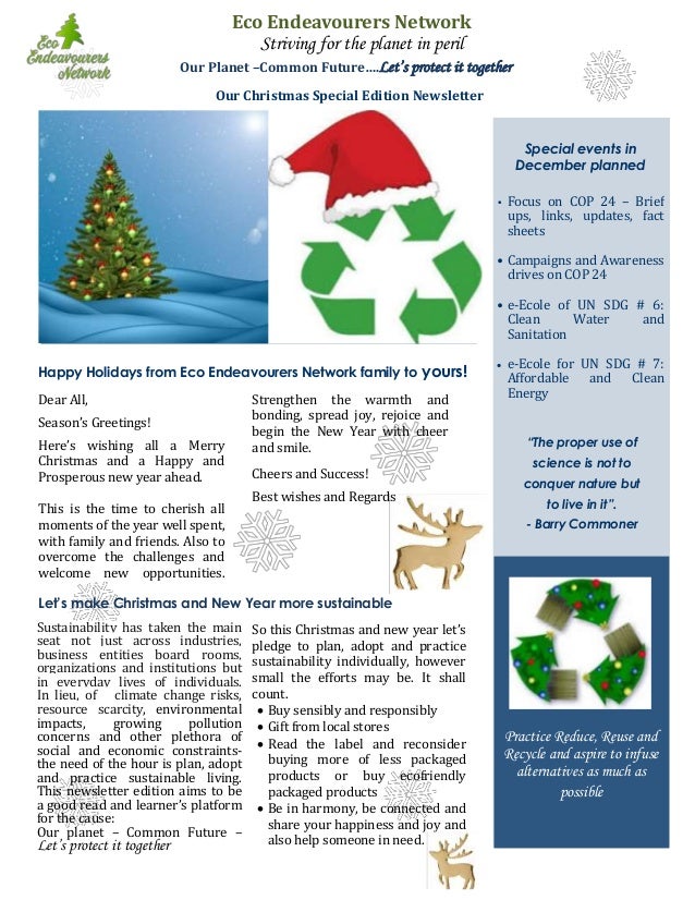eco endeavourers network christmas greetings special newsletter christmas special greetings
