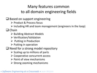 Many features common
to all domain engineering fields
 Based on support engineering
 Product & Process focus
 Including...