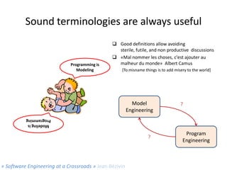 Sound terminologies are always useful

Programming is
Modeling

 Good definitions allow avoiding
sterile, futile, and non...