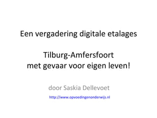 Een vergadering digitale etalages Tilburg-Amfersfoort met gevaar voor eigen leven! door Saskia Dellevoet http://www.opvoedingenonderwijs.nl   