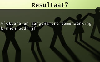 kennis en
         ervaring
•    vorige opdrachten
•    mensen en veranderingen
•    productie, logistiek en marketing
•    samenwerking tussen afdelingen
•    vereenvoudiging
•    procesanalyse
•    organisatie
•    efficiëntie
•    Lean
•    6 Sigma
•    Black Belt
•    …
 