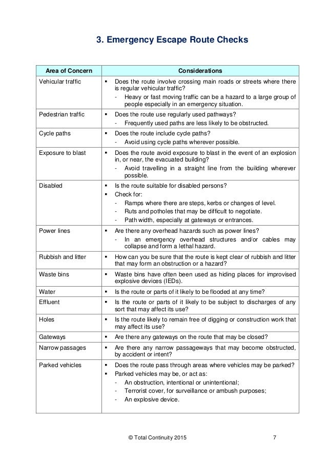 Example Emergency Evacuation Checklist