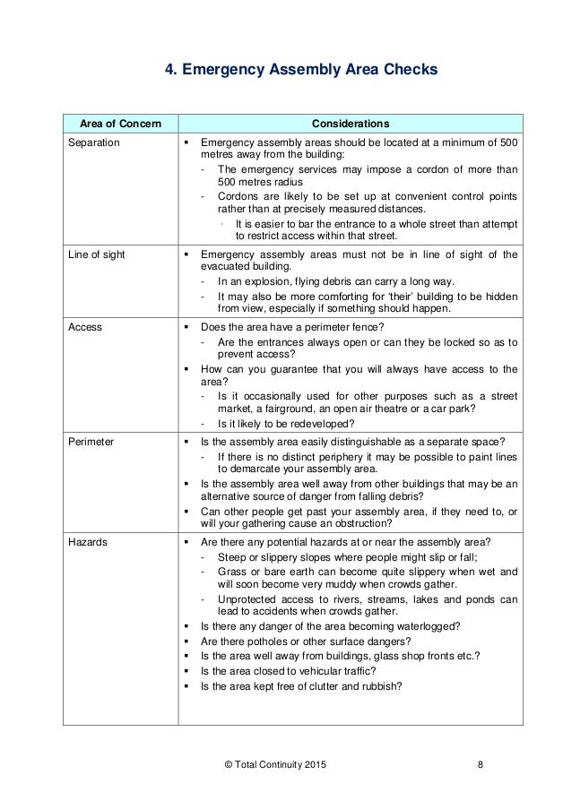 Emergency Evacuation Plan Checklist