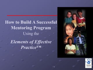 How to Build A Successful
  Mentoring Program
        Using the

  Elements of Effective
      Practice™



                          1
 