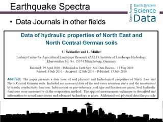 Earthquake Spectra
• Data Journals in other fields




                Updates on EERI Activities
 