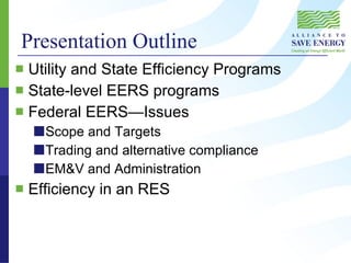 Utility Energy Efficiency Program Types Energy Efficiency Resource Standards | PPT