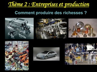 Thème 2 : Entreprises et production
  Comment produire des richesses ?
 