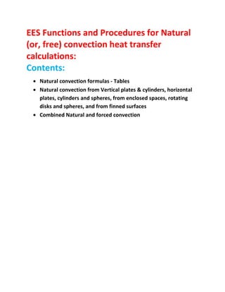 EES Functions and Procedures for Natural convection heat transfer | PDF