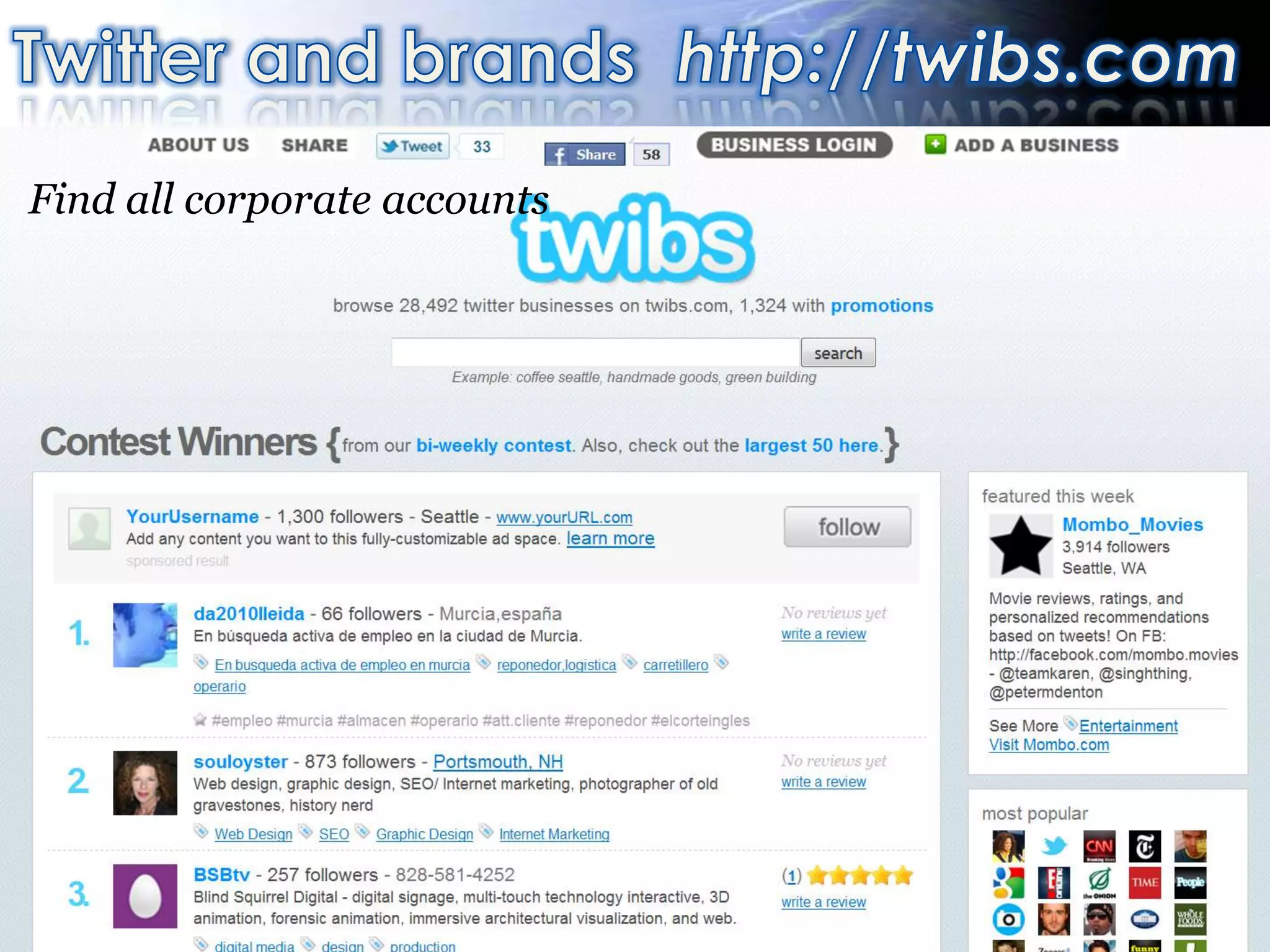 Find all corporate accounts
 