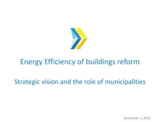 МІНІСТЕРСТВО РЕГІОНАЛЬНОГО РОЗВИТКУ
Energy Efficiency of buildings reform
Strategic vision and the role of municipalities
December 1, 2015
 