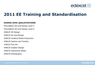 2011 EE Training and Standardisation ,[object Object],[object Object],[object Object],[object Object],[object Object],[object Object],[object Object],[object Object],[object Object],[object Object],[object Object],Presentation Title runs here  l  00/00/00   