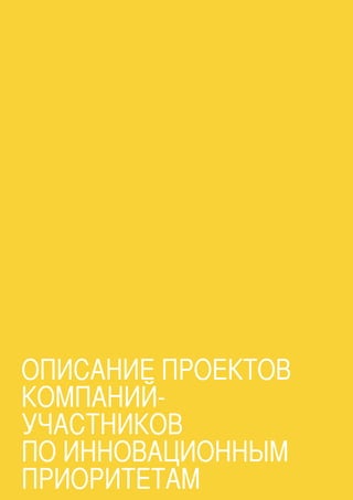 19
Описание проектов
компаний-
участников
по инновационным
приоритетам
 