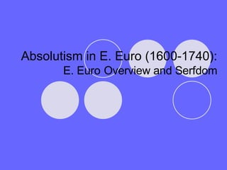 Absolutism in E. Euro (1600-1740): E. Euro   Overview and Serfdom 