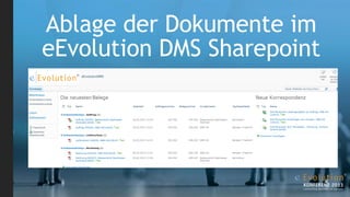 Ablage der Dokumente im
eEvolution DMS Sharepoint
 