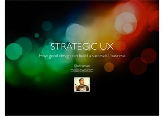 STRATEGIC UX
How good design can build a successful business

                   @ultraman
                 me@eewei.com
 