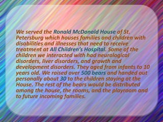 I love to volunteer and help in the community for any cause, especially helping children.