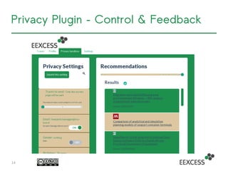 Privacy Plugin – Control & Feedback
14
 