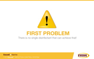 FIRST PROBLEM
There is no single disinfectant that can achieve that!
1-2-3 EezzeE™ INFECTION CONTROL SYSTEM
EezzeE 4Marine
 